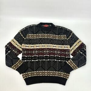 VTG Stone Haven Mens Cosby Sweater Size XL Multicolor Fair Isle Hemp/Cotton